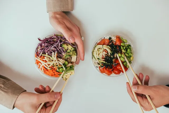 Fresh vegetable bowls from above